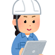 タブレットを使う作業員のイラスト